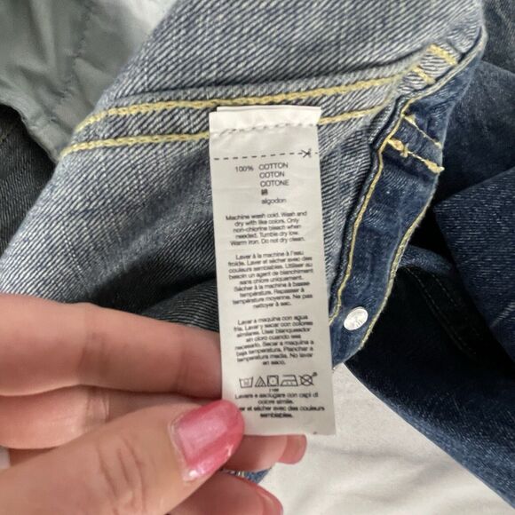 Gap 1969 Classic Denim Blue Jean Icon Button Front Women's Jacket Size L - Picture 7 of 7